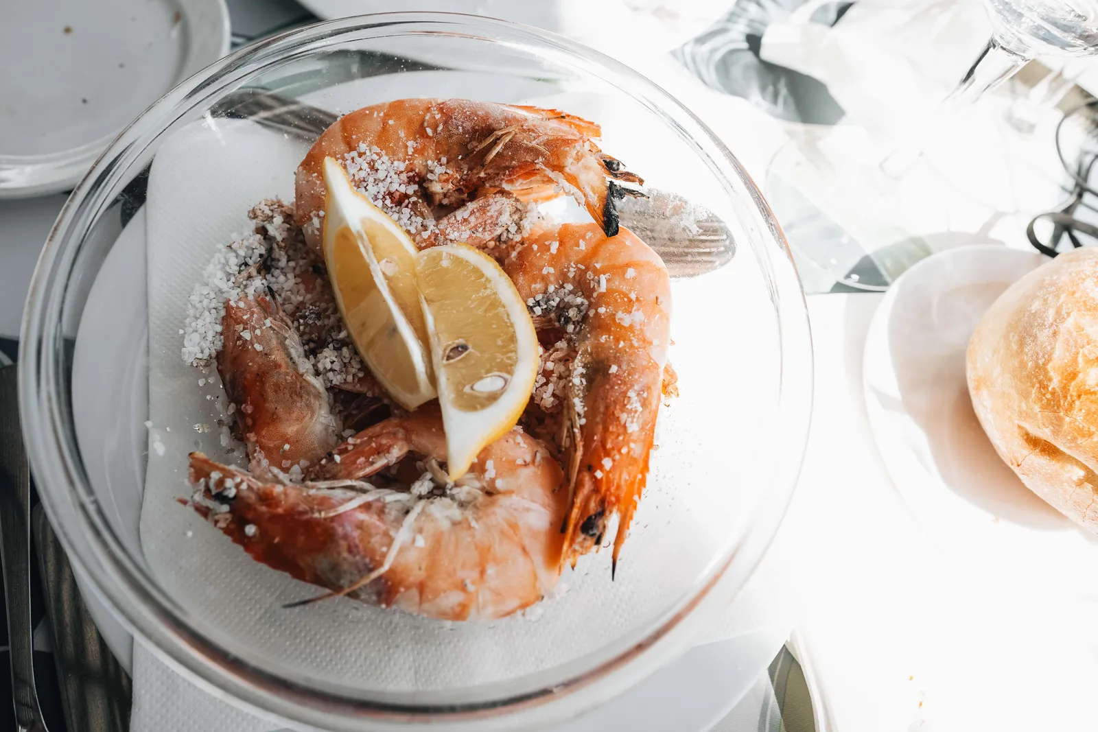 Prawns served with lemon at La Nasa.